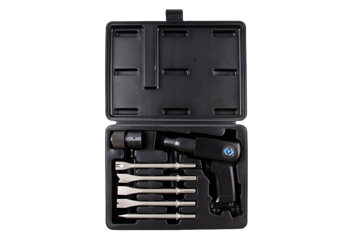 MŁOTEK PNEUMATYCZNY Z UCHWYTEM HEX 10.2mm, 3000 UDERZEŃ NA MINUTĘ + DŁUTA