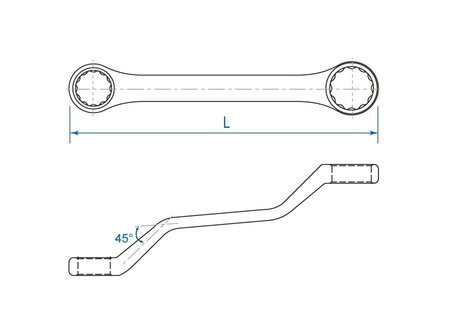 KLUCZ  OCZKOWY  ODGIĘTY  45° MINI 140MM    14 x 15mm