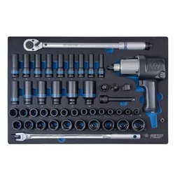 ZESTAW NASADEK UDAROWYCH  1/2" + KLUCZ 33411-050, 46cz., WKŁAD Z PIANKI DO WÓZKA