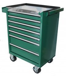 Wózek narzędziowy 7-szufladowy z blatem roboczym ze stali nierdzewnej, z uchwytem C-7DS2
