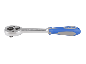 GRZECHOTKA Z PRZYCISKIEM 1/2'' 32 ZĘBY 250mm CHROM, UCHWYT GUMOWY