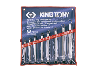 ZESTAW KLUCZY OCZKOWYCH ODGIĘTYCH 75° 8cz. 6 - 23mm, ETUI