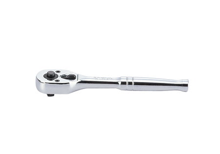 GRZECHOTKA  Z PRZYCISKIEM 1/4''   24 ZĘBY  140mm  CHROM,  UCHWYT  POLEROWANY