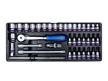 KPL. NASADEK  1/2'' 38cz. KRÓTKIE 6-kąt.10-32mm, HEX 4-12, KPL. WKRĘTAKÓW, TORX T25 - T40  Z  AKCESORIAMI, WKŁAD DO SKRZYNKI