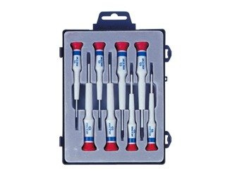 ZESTAW WKRĘTAKÓW PRECYZYJNYCH 8cz. KRZYŻAK No.000 - 1 x 40mm, PŁASKIE 1,5 - 3,0 x 40mm, PUDEŁKO PLAST., BLISTER