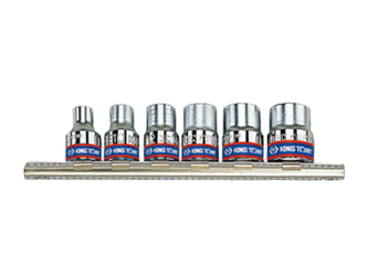 ZESTAW NASADEK  GWIAZDKOWYCH  3/8''  6cz.  KRÓTKIE  E8 - E18,  CHROM,  SZYNA, BLISTER