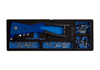 NITOWNICA RĘCZNA DO NITÓW STALOWYCH 2.4 - 4.8mm Z ZESTWEM NITÓW, WKŁAD Z PIANKI DO WÓZKA