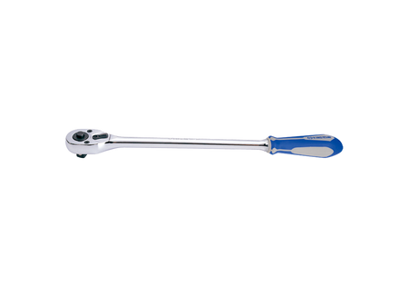GRZECHOTKA Z PRZYCISKIEM 1/2''  32 ZĘBY  250mm CHROM,  UCHWYT  GUMOWY