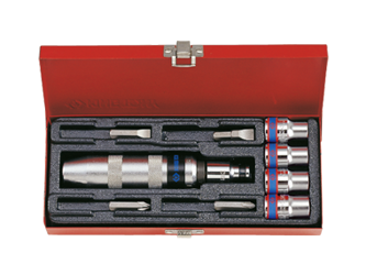 WKRĘTAK  UDAROWY + BITY  5/16'' + NASADKI   8 - 14mm  10cz. KASETA