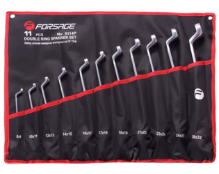 Komplet kluczy nasadowych odgiętych o 75° 11 prz. (8x10mm30x32mm) na płótnie