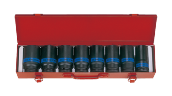 ZESTAW NASADEK UDAROWYCH 3/4'' 8cz. DŁUGIE 6-kąt. 26 - 38mm, KASETA