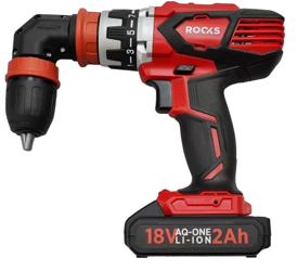 Wiertarko-wkrętarka z udarem z wymiennymi, kątowymi uchwytami, 18v aq-one, 58 nm, kpl z baterią i ładowarką