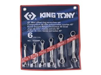 ZESTAW KLUCZY  OCZKOWYCH  ODGIĘTYCH  45° MINI 6cz.  8 - 19mm,  ETUI