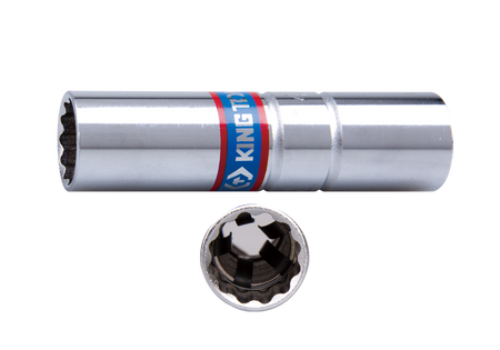 NASADKA  DO  ŚWIEC 1/2"  16mm x 70mm  12-kąt. CHROM, WKŁADKA Z METALOWYM KLIPSEM