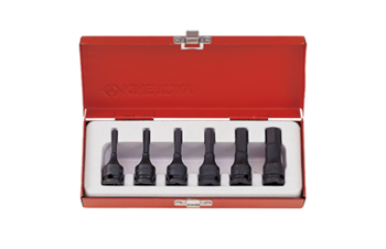 ZESTAW NASADEK UDAROWYCH Z KOŃCÓWKĄ HEX 3/8'' 6cz. 4 - 12mm, KASETA
