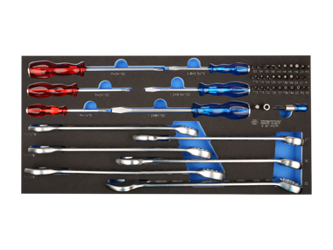 KPL. 45cz. KLUCZE PŁASKO-OCZKOWE + BITY 1/4", WKŁAD Z PIANKI DO SKRZYNKI