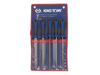 ZESTAW PILNIKÓW DO METALU 200mm 5szt. DROBNOZIARNISTE, RÓŻNE PROFILE, Z UCHWYTAMI PLAST.ETUI