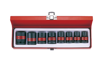 ZSTAW NASADEK  UDAROWYCH  1/2''   8cz.  KRÓTKIE  6-kąt.  CALOWE  3/8'' - 15/16'',  KASETA