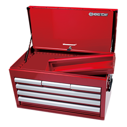 SKRZYNKA  WARSZTATOWA  6  SZUFLAD  (BEZ  NARZĘDZI) - CZERWONY, PROWADNICE  ŁOŻYSKOWANE