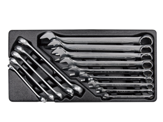 KPL. 14cz. - KLUCZE PŁASKIE + KLUCZE DO PRZEWODÓW HAMULCOWYCH, WKŁAD DO WÓZKA