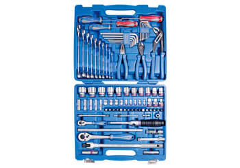 ZESTAW NASADEK 1/4"+1/2" 87cz. 5 - 32mm, 6-kąt. Z AKCESORIAMI, CHROM + NARZĘDZIA UNIWERSALNE