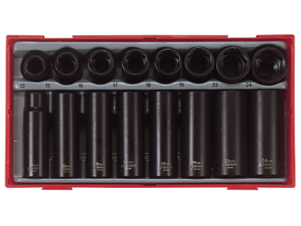 16-elementowy zestaw nasadek maszynowych. Z chwytem kwadratowym 1/2"