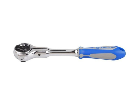 GRZECHOTKA  1/4'' Z RUCHOMĄ GŁOWICĄ 72 ZĘBY, Z PRZYCISKIEM, 150mm,  UCHWYT  GUMOWY