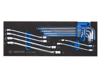 ZESTAW 15cz. KLUCZE DO PRZEWODÓW HAMULCOWYCH 8 - 22mm + ZESTAW HEX H1.5 - H10, WKŁAD Z PIANKI, DO WÓZKA