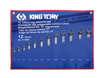 ZESTAW KLUCZY  OCZKOWYCH  ODGIĘTYCH  75°  12cz.  6 - 32mm,  ETUI Z MATERIAŁU