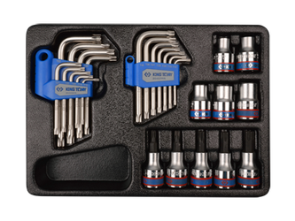 KPL. NASADEK 1/2" 26cz. KRÓTKIE E10 - E18, T30 - T55 + TORXY TYPU "L", WKŁAD DO WÓZKA