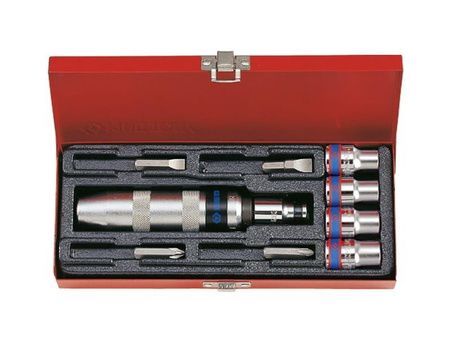 WKRĘTAK  UDAROWY + BITY  5/16'' + NASADKI   8 - 14mm  10cz. KASETA