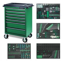 Wózek 7-szufladowy z zestawem 246szt. narzędzi we wkładkach EVA