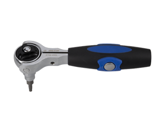 GRZECHOTKA 1/4" Z RUCHOMĄ GŁOWICĄ ORAZ UCHWYTEM 72 ZĘBY, Z PRZYCISKIEM, 114mm,  UCHWYT  GUMOWY