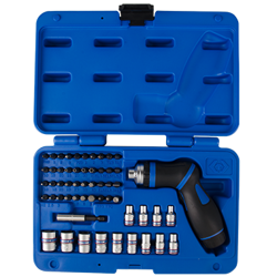 WKRĘTAK DO BITÓW 1/4" Z GRZECHOTKĄ + BITY + NASADKI, 55 CZ.