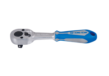 GRZECHOTKA UCHYLNA 1/4" 24 ZĘBY 130mm CHROM, UCHWYT GUMOWY, BLOKADA