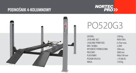 NORTEC PODNOŚNIK 4-KOLUMNOWY DIAGNOSTYCZNY PO520G3 