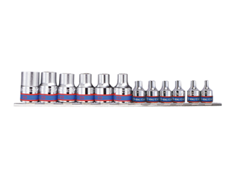 ZESTAW NASADEK 3/8'' + 1/2'' 12cz. E4 - E20, CHROM, SZYNA, BLISTER