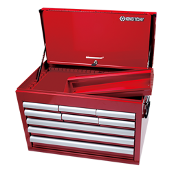 SKRZYNKA WARSZTATOWA 9 SZUFLAD (BEZ NARZĘDZI) - CZERWONA, PROWADNICE ŁOŻYSKOWANE