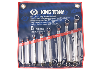 ZESTAW KLUCZY  OCZKOWYCH  ODGIĘTYCH  75°   8cz.  6 - 22mm,   ETUI