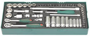 Kpl. kluczy nasadowych 1/4",3/8" z wkładką plast.S04H3157SP