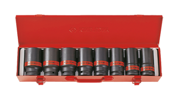 ZESTAW NASADEK UDAROWYCH 3/4'' 8cz. DŁUGIE 6-kąt. CALOWE 1''-1.1/2'', KASETA