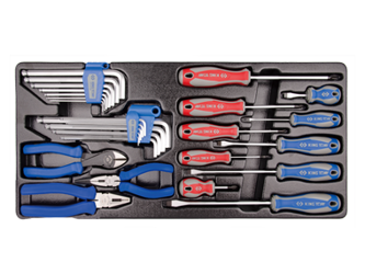 KPL.29cz. - SZCZYPCE UNIWERSALNE/UCINACZKI 3cz., WKRĘTAKI PŁASKIE/KRZYŻAK 10 cz., IMBUSY 1120M/1130S HEX Z KULKĄ, WKŁAD DO WÓZKA