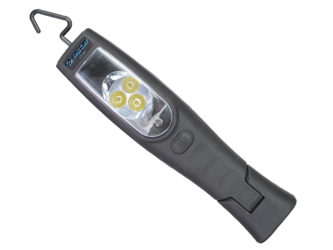 LATARKA LED 3+1 (9W+3W) Z UCHWYTEM MAGNETYCZNYM I HAKIEM + ŁADOWARKA SIECOWA I SAM.