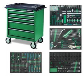 Wózek 5-szufladowy z zestawem 246szt. narzędzi we wkładkach EVA
