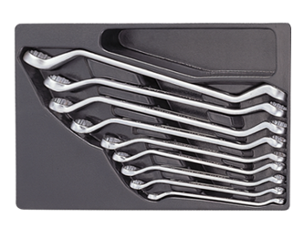 ZESTAW KLUCZY OCZKOWYCH ODGIĘTYCH 45° 9cz. 8 - 26mm, WKŁAD DO WÓZKA