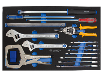 KPL. KLUCZY PŁASKO-OCZKOWYCH Z GRZECHOTKĄ + AKCESORIA 24cz., CHROM, WKŁAD Z PIANKI, DO WÓZKA