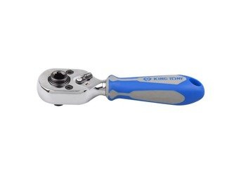 GRZECHOTKA MINI 1/4'' 72 ZĘBY Z UCHWYTEM DO BITÓW 1/4" 108mm CHROM, UCHWYT GUMOWY