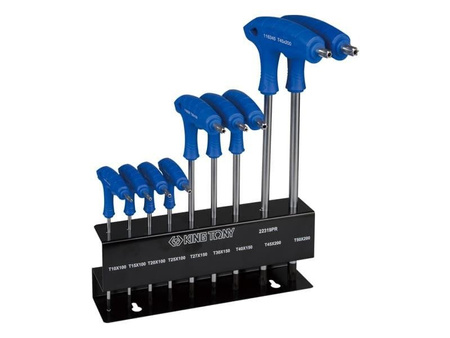 ZESTAW IMBUSÓW  Z  UCHWYTEM ''L''  9szt.  1163  -  TORX / TORX  Z  OTWOREM  T10 - T50,  STOJAK
