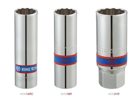 NASADKA  DO  ŚWIEC 1/2" 14mm x 70mm  12-kąt. CHROM,  WKŁADKA  GUMOWA