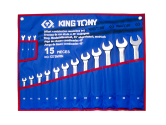 ZESTAW KLUCZY PŁASKO-OCZKOWYCH  15cz. 6 - 32mm,  ETUI Z MATERIAŁU